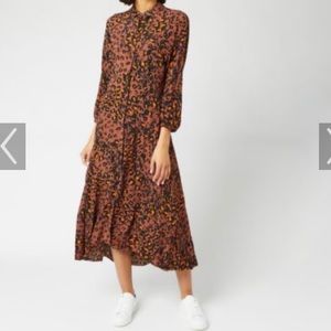 whistles brushed leopard button dress